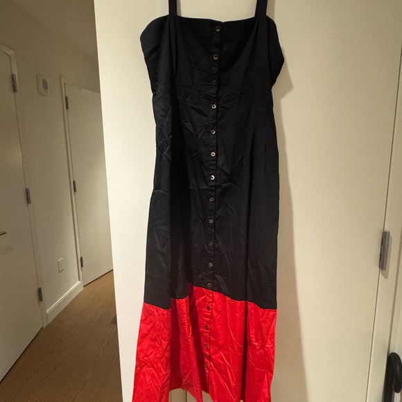 Mara Hoffman Black and Red Button-Down Midi Dress Size 10 - Picture 1 of 3